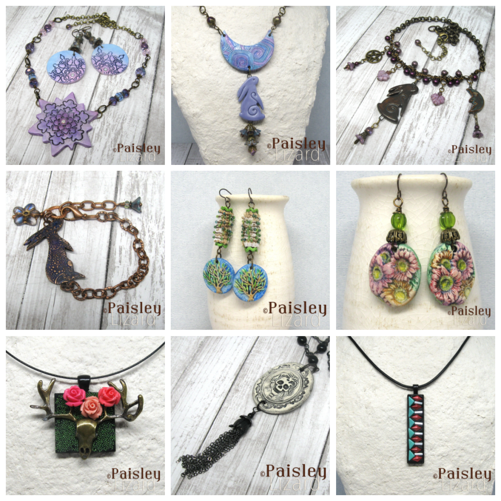 A 3 by 3 photo collage showing an assortment of jewelry designs.